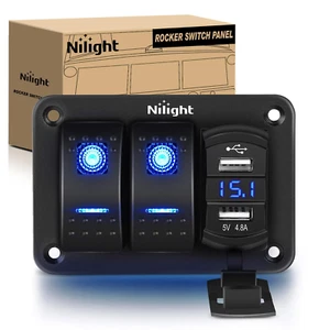 Panel Interruptor Balancín 2 Velocidades 4.8 Amp Cargador USB Doble Voltímetro Impermeable 12-24V - Imagen 1 de 20