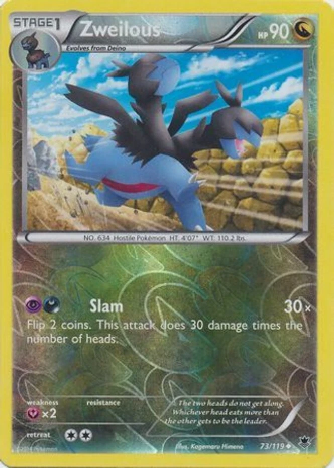 Pokemon - Zweilous - 73/119 - Uncommon - Reverse Holo - XY - Phantom Forces - NM - Image 1 of 1
