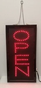 LED OPEN Sign-Vertical Red,  19" x 10" x 3/4", AC 110V - Picture 1 of 3