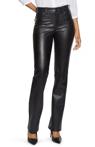 NYDJ Marilyn Faux Leather Straight Leg Black Pants Sculpt-Her™ Collection SZ 16 - Picture 1 of 19
