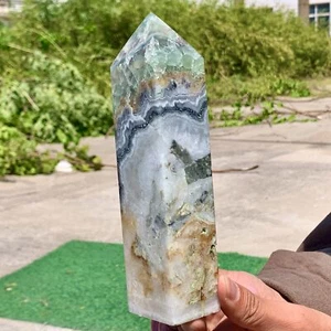 1,8 Pfund Natürliche Farbe Fluorit Kristall Obelisk Kristallstab Heilung Stan - Bild 1 von 24