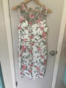 NWT Premier Armour Floral Embroidered Mesh Sheath Dress Size 10 Back Zip Closure - Picture 1 of 6