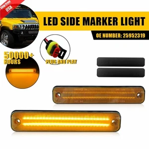 For 2003-2009 Hummer H2 Front LED Fender Side Marker Signal Lights Amber Lens - Picture 1 of 12