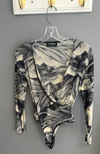 Cosabella Deep V Plunge Long Sleeve Body Floral Size Medium Made in Italy - Bild 1 von 6