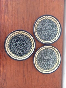 plates (19.5cmcm) Handmade Polish pottery Boleslawiec X 3 - Picture 1 of 6