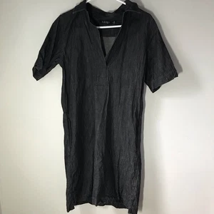 Lauren Ralph Lauren med cotton black short sleeve v neck midi shift shirt dress - Picture 1 of 7