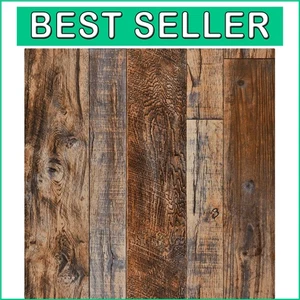 Transform Your Space with 17.71" x 708" Self-Adhesive Brown Wood Wallpaper - Picture 1 of 11