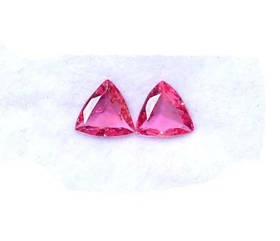 Natural Pink Tourmaline Trillion Cut Pair 5x5 mm 0.60 CTS Faceted Loose Gemstone - Image 1 of 4