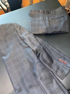 MICHELANGELO Gray Blue Windowpane 2pc Suit, 40R Pants 30 x 28 - Picture 1 of 24