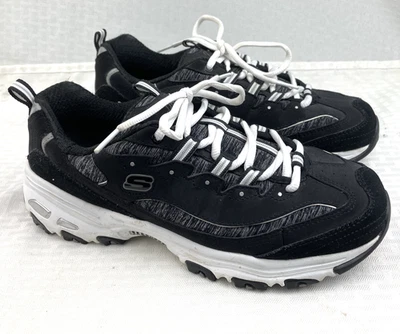 Skechers 11936W Mujer D'Lites Negro Blanco Gamuza Tenis Talla 9.5 Ajuste Ancho Foto 1 de 4