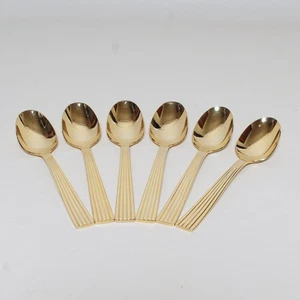 1847 Rogers Bros Gold Plated Teaspoon Dessert Spoon Tableware Flatware 6 Piece - Picture 1 of 8