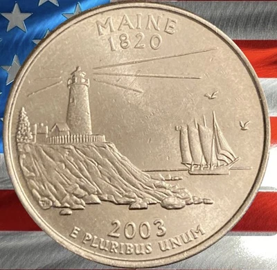 2003 D Maine State Quarter Circulated US Mint Collectible ⚓🛶 - Image 1 of 4