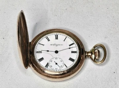 Antiguo Reloj Bolsillo Elgin 6s 7j GF Estuche Cazador Completo FUNCIONA Foto 1 de 4