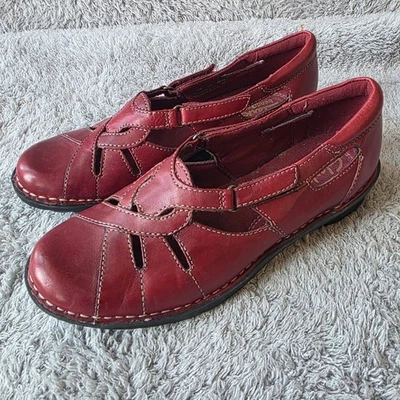 Clarks Bendables Cuero Rojo Cómodo Informal Mary Jane Zapatos Talla 6.5 Anchos Foto 1 de 4