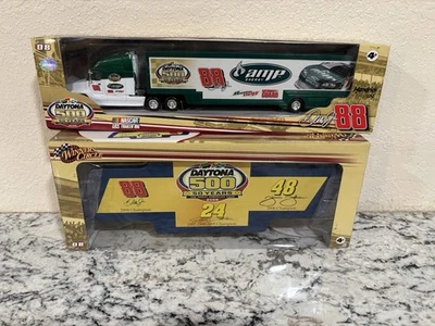 1/64 Scale Daytona 500 50 Years 2008 4 Car Tin Set & 88 Trailer Rig Truck - Image 1 of 4
