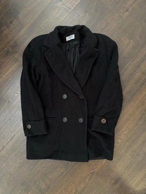 Abrigo De Colección JG Gancho Lana Guisante Talla Negro Doble Pecho Etiqueta Unión Hecho en EE. UU. Foto 1 de 4