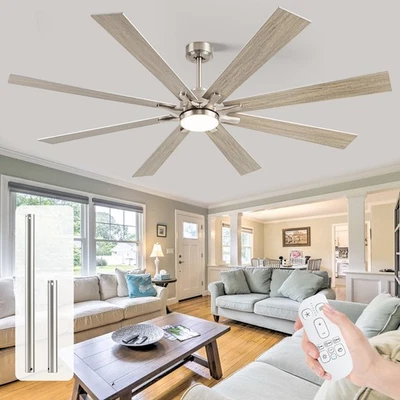 62/72" Ceiling Fan with Light Large Industrial Outdoor Quiet DC Fan Dimmable LED - Image 1 of 4