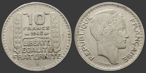 Coin France – 1948 B – 10 francs Turin petite tête (N3307) - Picture 1 of 3