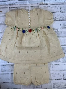 Vintage Strick/Besticktes Kleinkind Top mit Hose - Bild 1 von 17