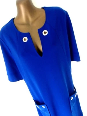 Joseph Ribkof Cobalt blue shift dress 12 eyelet stud trim pockets BNWT (9148 - Image 1 of 4