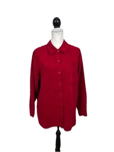 Studio Works Woman Button Front Blouse Red Size 2X Textured Collared Career Top - Picture 1 of 9