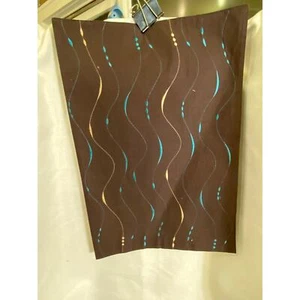 Pier 1 Imports set of 6 placemats, brown w lt. tan & turq blue waves pattern NWT - Picture 1 of 11