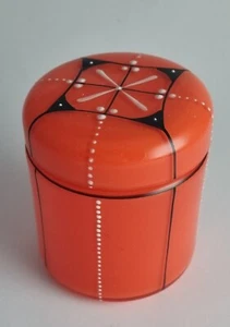tango glas Glaseckeldose orange Jugendstil Emaillemalerei - Bild 1 von 8