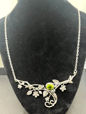 Nuevo con etiquetas Collar Floral Peridoto Verde Plata Esterlina 925 O Paz Hecho en Israel PZ Foto 1 de 4