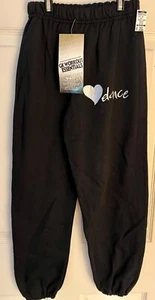 GK “DANCE” GRAPHIC CHILD MEDIUM BLACK COTTON/POL ATHLETIC LOUNGE SWEATPANTS Sz M - Picture 1 of 8