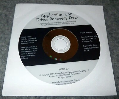 2005 Application and Driver Recovery | NEW & UNUSED DVD | HP / Compaq PC - Image 1 of 2