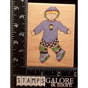 STAMPINGTON & CO RUBBER STAMPS C8027 SKATIN SAM ROLLER BLADDING BOY #2995 - Picture 1 of 2