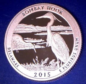 2015 S 25C Clad Proof BOMBAY HOOK AMERICA THE BEAUTIFUL QUARTER - Picture 1 of 2