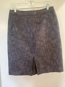 Falda Lápiz Azul Marino Blanco Algodón Tweed Talla 10 Por Ann Taylor Academia Oficina Preppy - Imagen 1 de 7