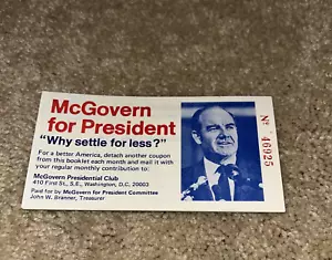 1972 McGOVERN PRESIDENTIAL CLUB Monthly Contribution Coupon Booklet - Picture 1 of 5