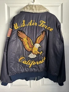 Vintage US Air Force Souvenir bomber jacket Cal 1970s Military Flight Jacket L - Picture 1 of 10