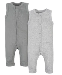 Gerber Modern Moments Baby Boy 2-Pc Organic Dark & Light Gray Romper Size 3-6M - Picture 1 of 4