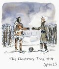ORIGINAL  Artwork The Christmas Truce Fottball Game YPRES 1914 rare ww1 