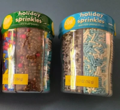 LOT of 2 WILTON Holiday + Winter Sprinkles Mix 6 varieties Christmas 6.5 oz each - Image 1 of 3