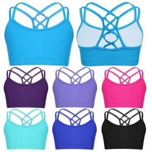 Child Girls Dance Tank Bra Kids Gymnastics Sports Workout Training Vest Tank Top - Picture 1 of 26