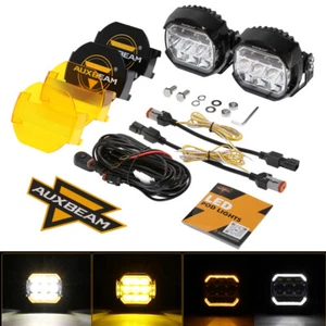 AUXBEAM 5"INCH LED Driving Light Fog Pods White/Yellow w/ Amber DRL Lamp ATV UTV - Picture 1 of 12