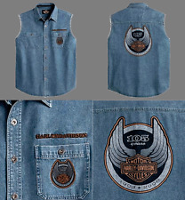 harley Mens 105th Anniversary Sleeveless blowout Denim (MEDIUM)96109-08VM !NEW