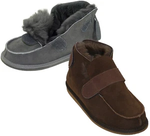 Extra dicke Lammfell Schuhe mit Klettverschluss Herren Hausschuh Hausschuhe Pant - Bild 1 von 6