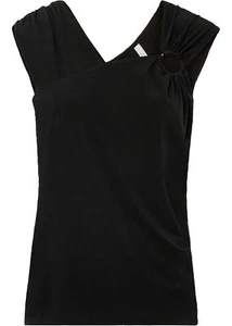 Neu Top mit Ring Gr. 48/50 Schwarz Damentop Shirt Bluse Tunika ohne Ärmel - Bild 1 von 1