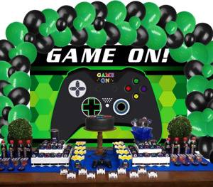61 Pcs Video Game Party Birthday Decorations, Backdrop and Balloons Arch Kit Sup