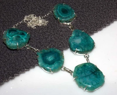 Green Solar Quartz 925 Silver Plated Necklace 18" Mother's Day Gift JW - Image 1 of 3