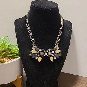 Mythologie Statement Necklace Gold Chain Bow Tie Rhinestone Fashion Costume - Picture 1 of 5