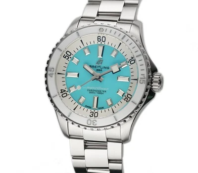 Brazalete Breitling Superocean 36 mm esfera turquesa automática acero A17377211C1A1 Foto 1 de 4