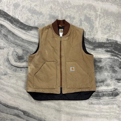 Vintage Carhartt 2000's Tan Canvas Workwear Oversized XL Bodywarmer Vest Gilet - Image 1 of 4