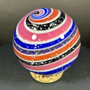 Steve Davis Art Glass Marble, Pretty in pink swirl, 2.17” 2003 - Picture 1 of 8