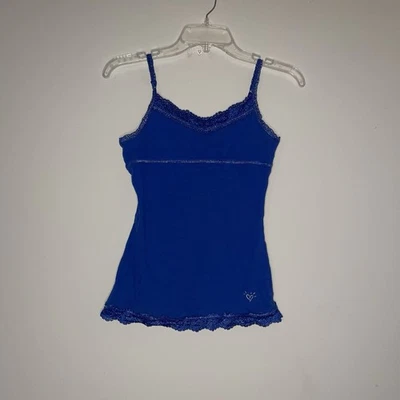 Justice яркий королевский синий кружевной с подкладкой обтяжку 14 Майка Y2K - Изображение 1 из 4